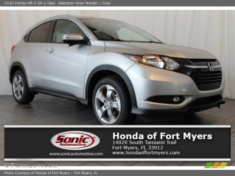 Alabaster Silver Metallic / Gray 2016 Honda HR-V EX-L Navi