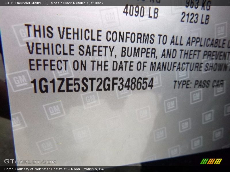 Mosaic Black Metallic / Jet Black 2016 Chevrolet Malibu LT