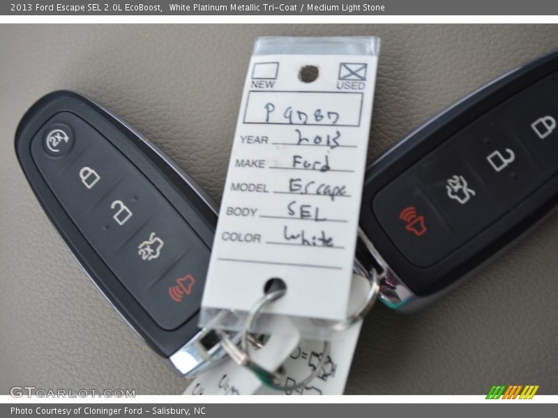 White Platinum Metallic Tri-Coat / Medium Light Stone 2013 Ford Escape SEL 2.0L EcoBoost