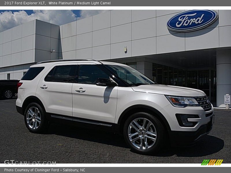 White Platinum / Medium Light Camel 2017 Ford Explorer XLT