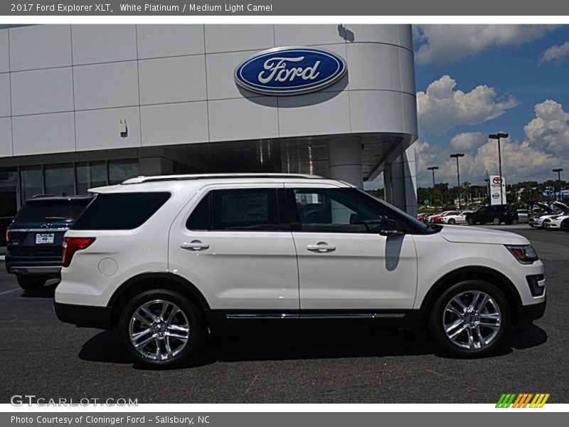 White Platinum / Medium Light Camel 2017 Ford Explorer XLT
