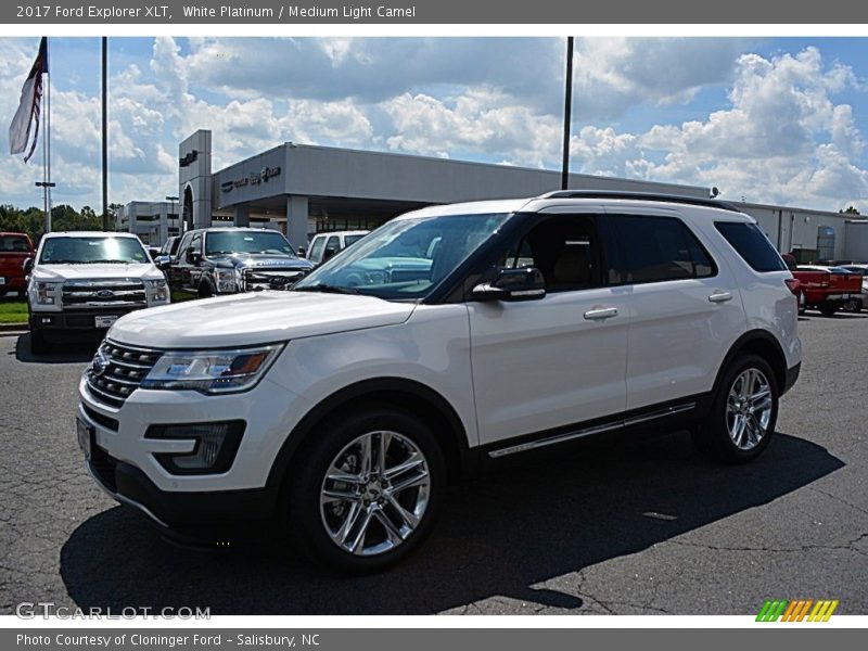 White Platinum / Medium Light Camel 2017 Ford Explorer XLT