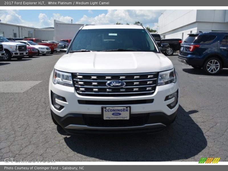 White Platinum / Medium Light Camel 2017 Ford Explorer XLT