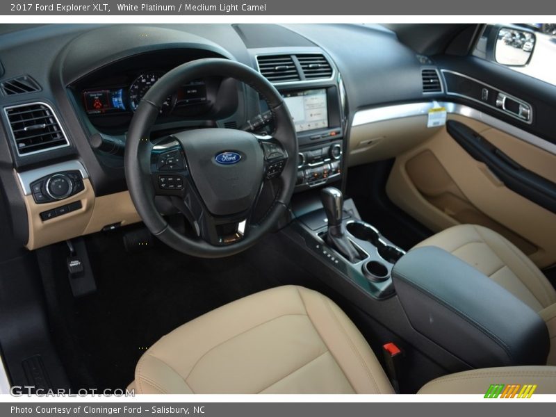 White Platinum / Medium Light Camel 2017 Ford Explorer XLT