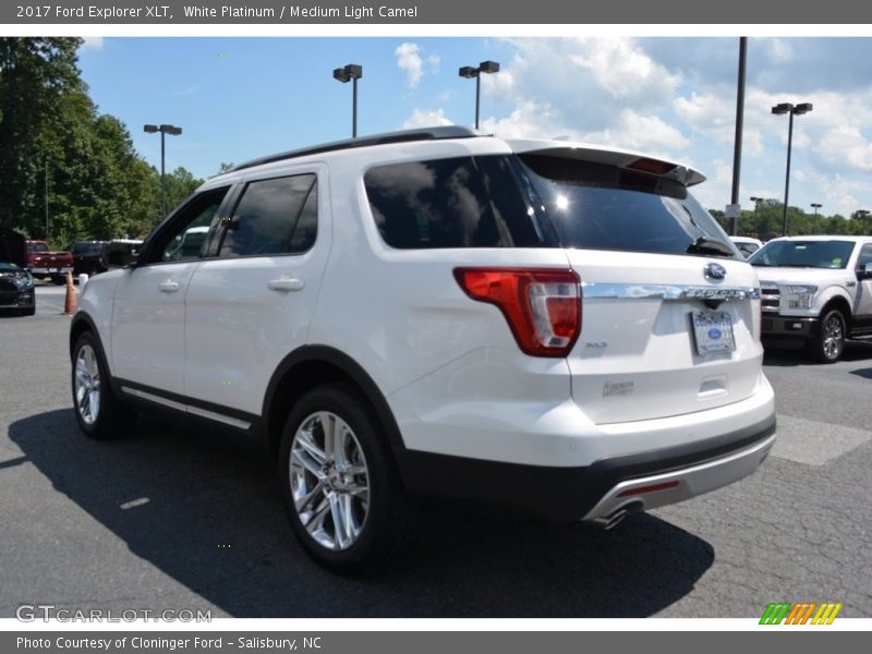 White Platinum / Medium Light Camel 2017 Ford Explorer XLT