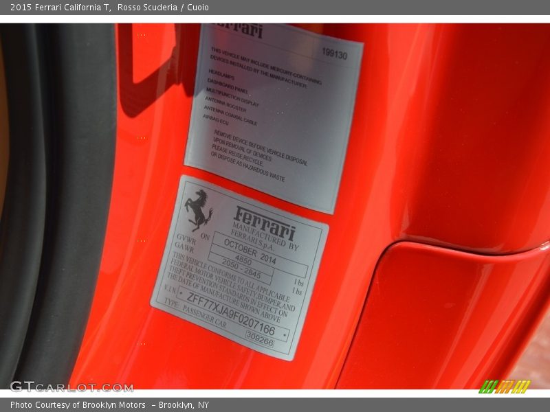 Info Tag of 2015 California T