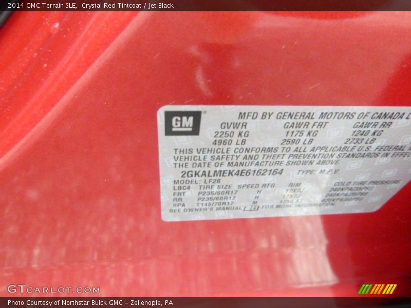 Crystal Red Tintcoat / Jet Black 2014 GMC Terrain SLE