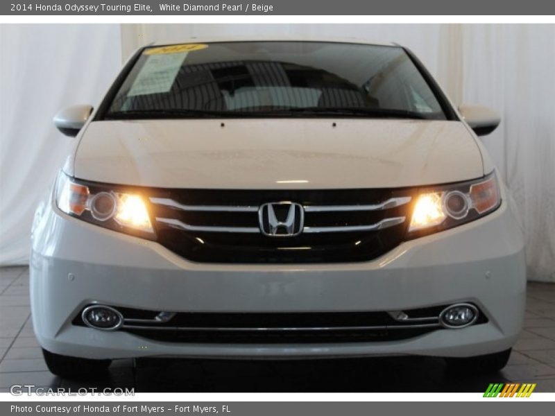 White Diamond Pearl / Beige 2014 Honda Odyssey Touring Elite