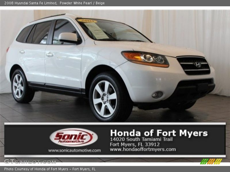Powder White Pearl / Beige 2008 Hyundai Santa Fe Limited