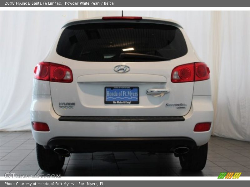 Powder White Pearl / Beige 2008 Hyundai Santa Fe Limited