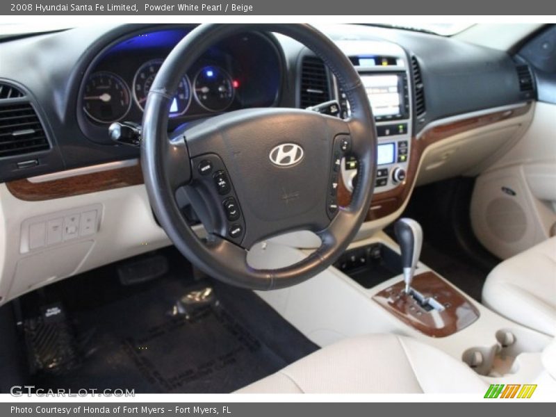 Powder White Pearl / Beige 2008 Hyundai Santa Fe Limited