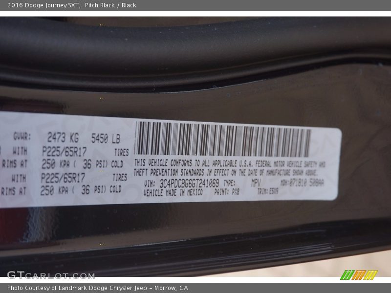 Pitch Black / Black 2016 Dodge Journey SXT