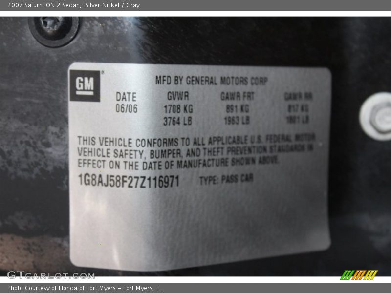 Silver Nickel / Gray 2007 Saturn ION 2 Sedan