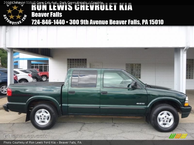 Dark Green Metallic / Graphite 2003 Chevrolet S10 LS Crew Cab 4x4