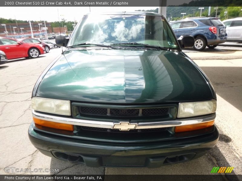 Dark Green Metallic / Graphite 2003 Chevrolet S10 LS Crew Cab 4x4