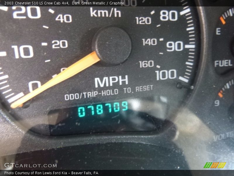 Dark Green Metallic / Graphite 2003 Chevrolet S10 LS Crew Cab 4x4