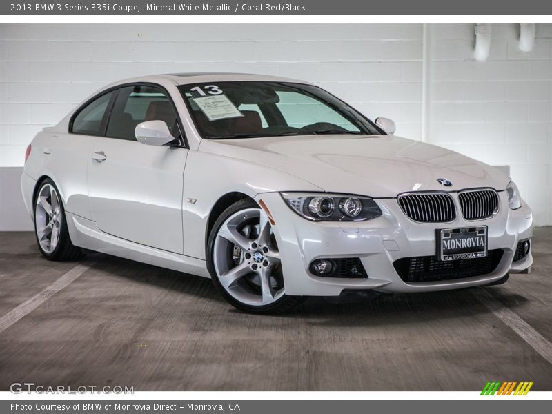 Mineral White Metallic / Coral Red/Black 2013 BMW 3 Series 335i Coupe