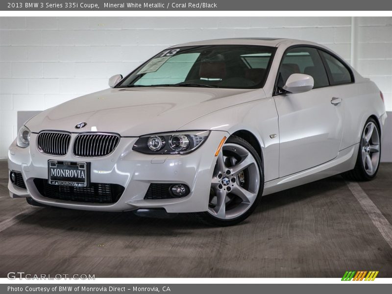 Mineral White Metallic / Coral Red/Black 2013 BMW 3 Series 335i Coupe