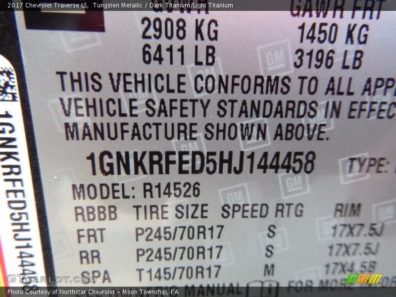 Tungsten Metallic / Dark Titanium/Light Titanium 2017 Chevrolet Traverse LS