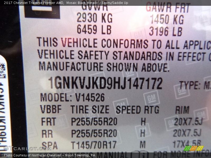 Mosaic Black Metallic / Ebony/Saddle Up 2017 Chevrolet Traverse Premier AWD