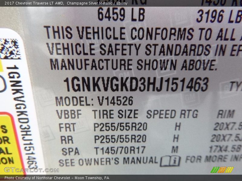 Champagne Silver Metallic / Ebony 2017 Chevrolet Traverse LT AWD