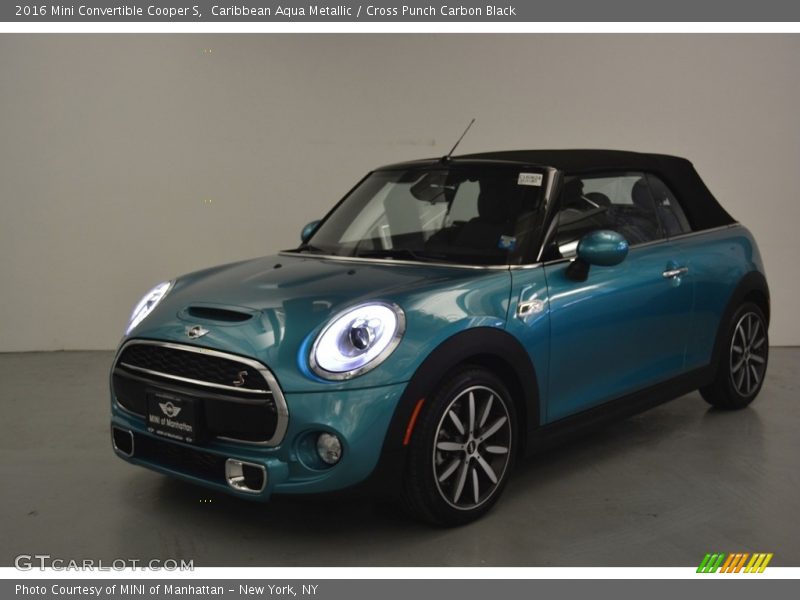 Caribbean Aqua Metallic / Cross Punch Carbon Black 2016 Mini Convertible Cooper S
