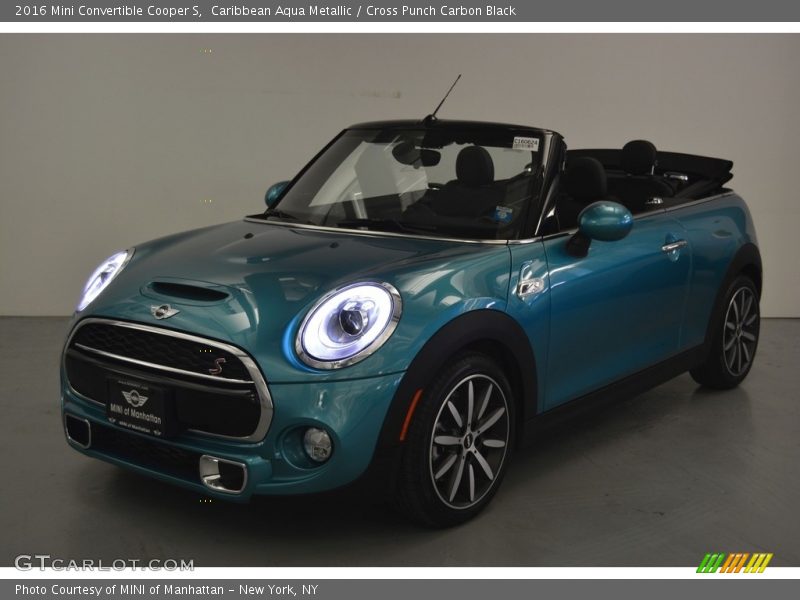 Caribbean Aqua Metallic / Cross Punch Carbon Black 2016 Mini Convertible Cooper S