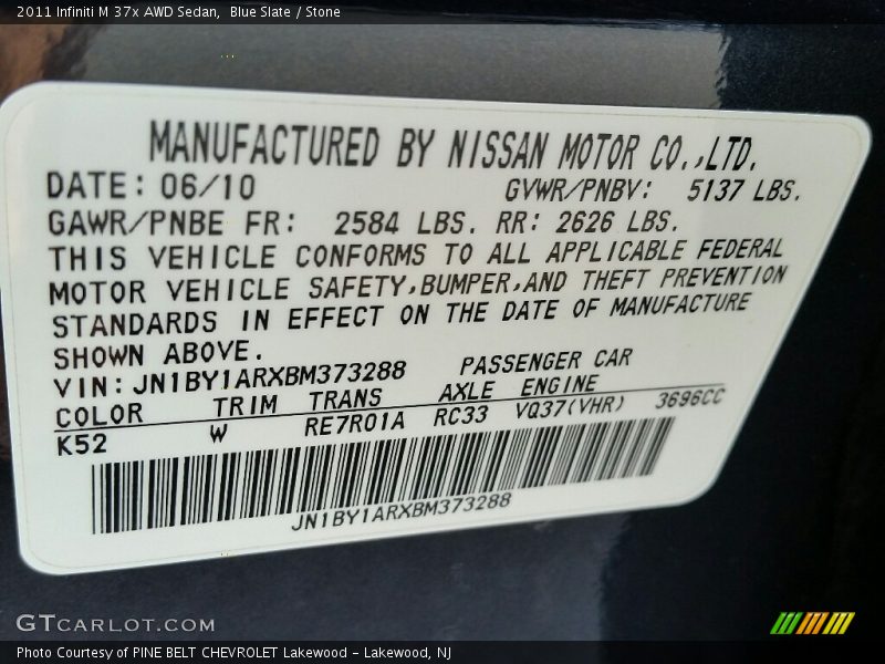 Blue Slate / Stone 2011 Infiniti M 37x AWD Sedan