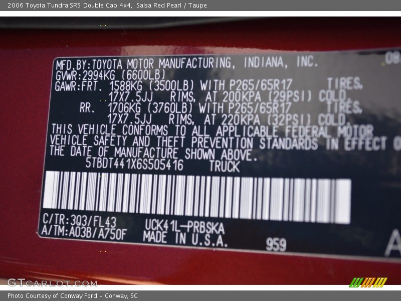 Salsa Red Pearl / Taupe 2006 Toyota Tundra SR5 Double Cab 4x4