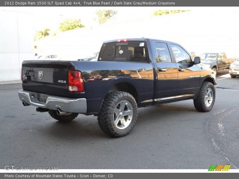 True Blue Pearl / Dark Slate Gray/Medium Graystone 2012 Dodge Ram 1500 SLT Quad Cab 4x4