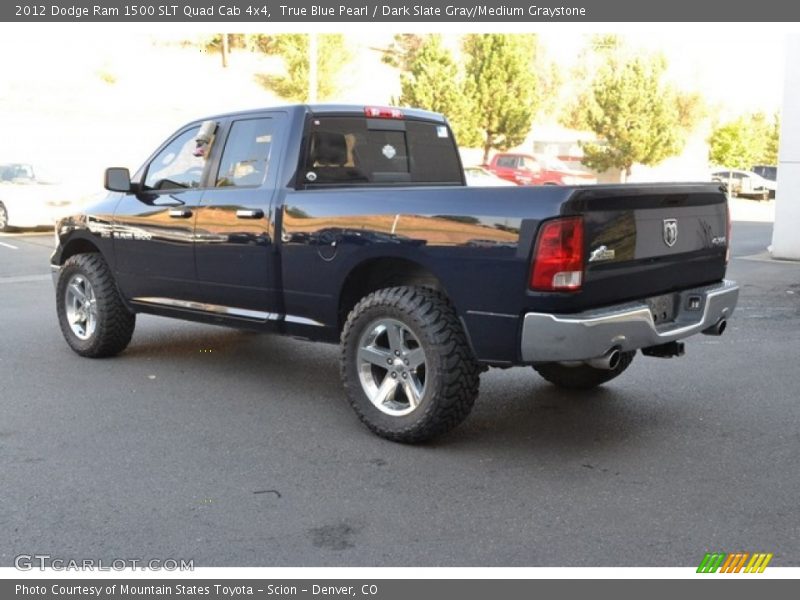True Blue Pearl / Dark Slate Gray/Medium Graystone 2012 Dodge Ram 1500 SLT Quad Cab 4x4