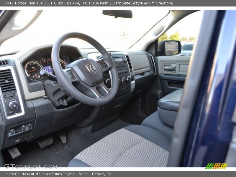 True Blue Pearl / Dark Slate Gray/Medium Graystone 2012 Dodge Ram 1500 SLT Quad Cab 4x4