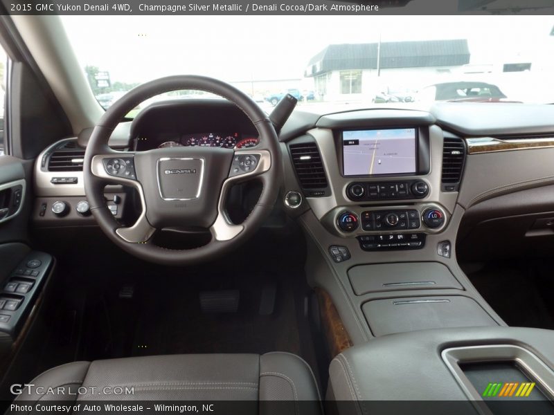 Champagne Silver Metallic / Denali Cocoa/Dark Atmosphere 2015 GMC Yukon Denali 4WD