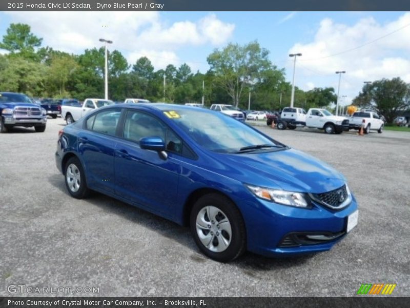 Dyno Blue Pearl / Gray 2015 Honda Civic LX Sedan