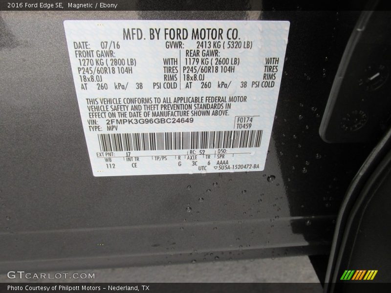 Magnetic / Ebony 2016 Ford Edge SE