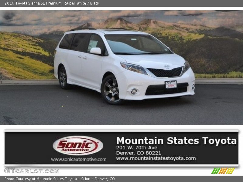 Super White / Black 2016 Toyota Sienna SE Premium