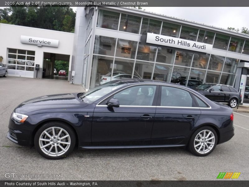 Moonlight Blue Metallic / Chestnut Brown 2016 Audi A4 2.0T Premium quattro