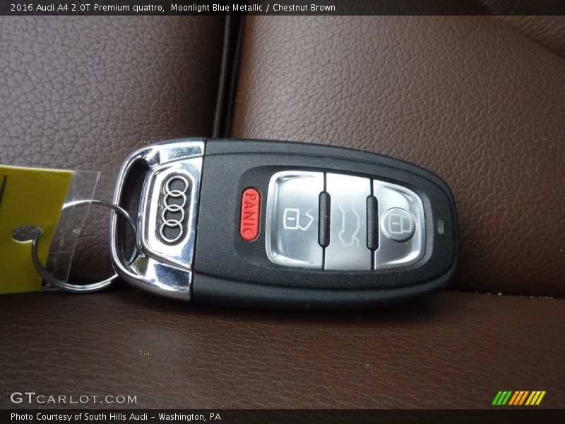 Moonlight Blue Metallic / Chestnut Brown 2016 Audi A4 2.0T Premium quattro