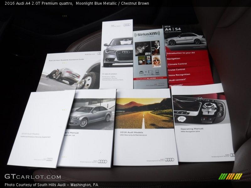 Moonlight Blue Metallic / Chestnut Brown 2016 Audi A4 2.0T Premium quattro