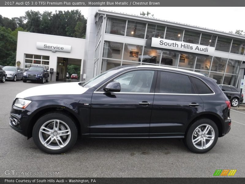 Moonlight Blue Metallic / Chestnut Brown 2017 Audi Q5 3.0 TFSI Premium Plus quattro