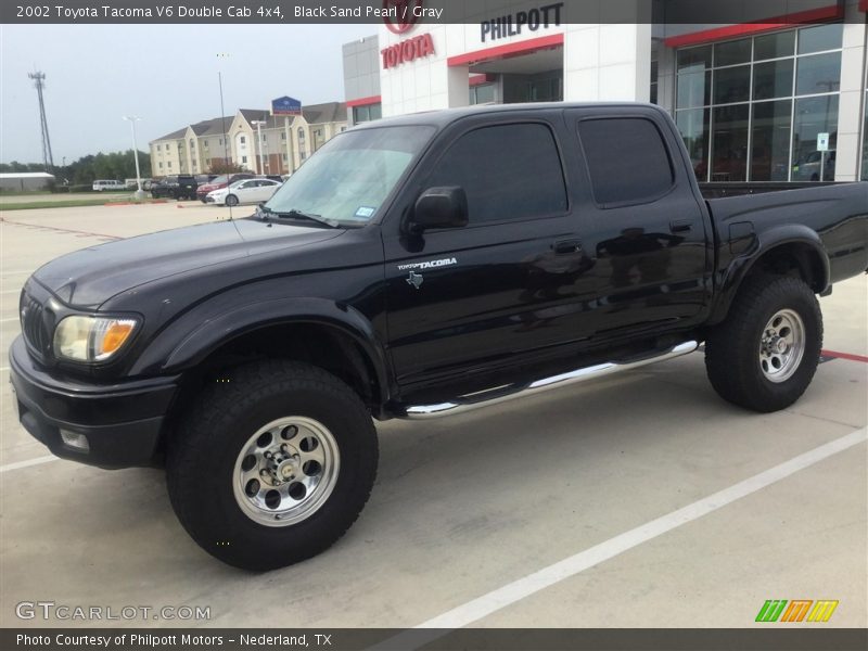 Black Sand Pearl / Gray 2002 Toyota Tacoma V6 Double Cab 4x4