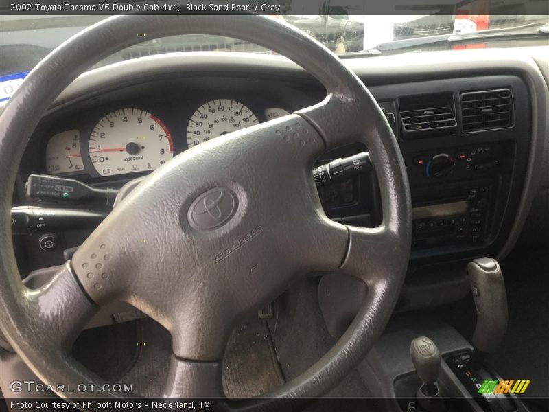 Black Sand Pearl / Gray 2002 Toyota Tacoma V6 Double Cab 4x4
