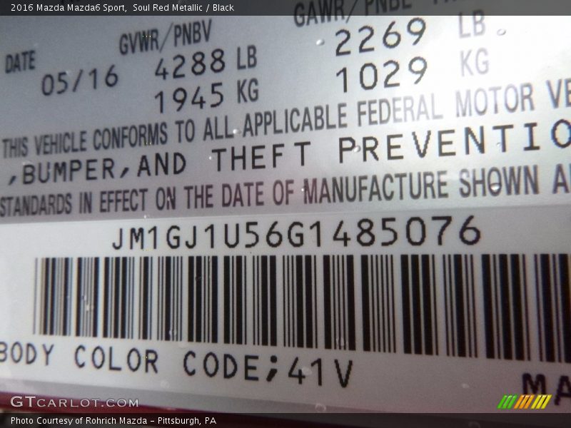 Soul Red Metallic / Black 2016 Mazda Mazda6 Sport