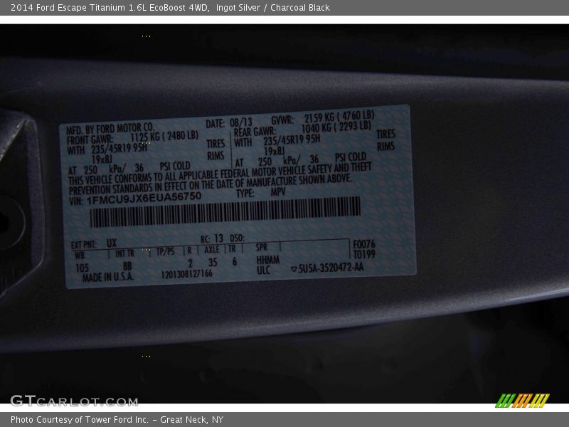 Ingot Silver / Charcoal Black 2014 Ford Escape Titanium 1.6L EcoBoost 4WD