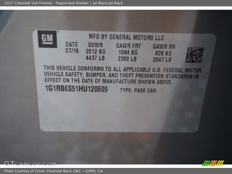 Pepperdust Metallic / Jet Black/Jet Black 2017 Chevrolet Volt Premier
