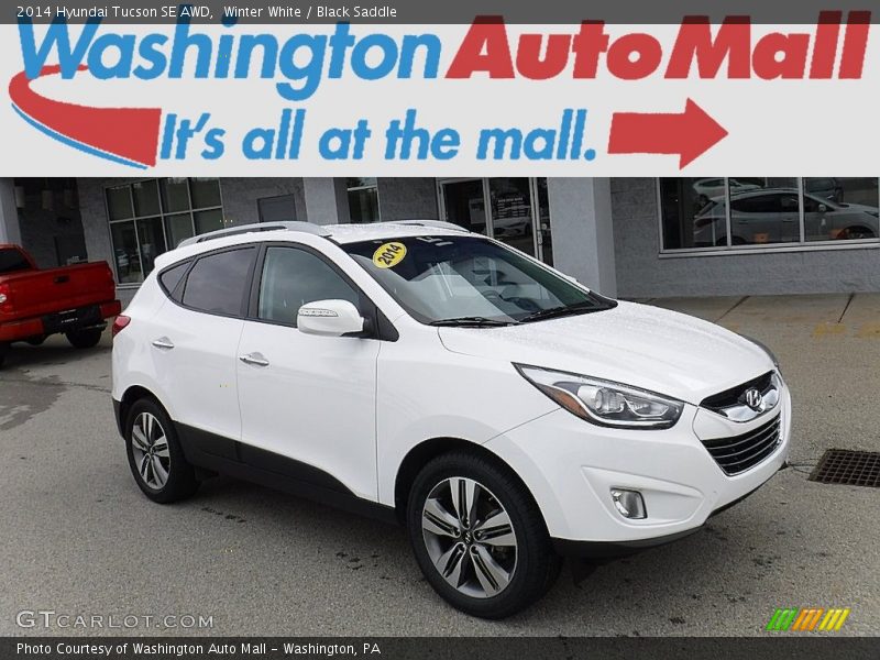 Winter White / Black Saddle 2014 Hyundai Tucson SE AWD