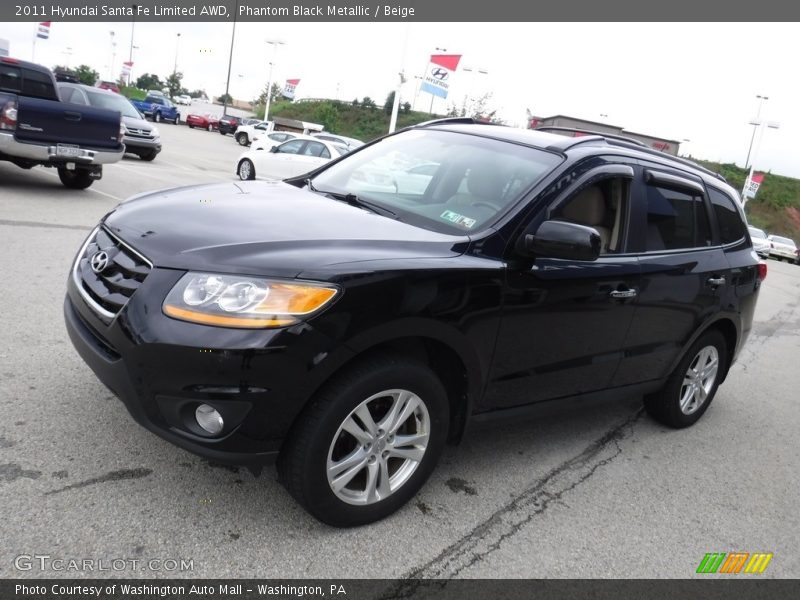 Phantom Black Metallic / Beige 2011 Hyundai Santa Fe Limited AWD