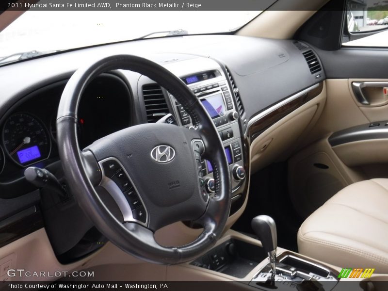 Phantom Black Metallic / Beige 2011 Hyundai Santa Fe Limited AWD