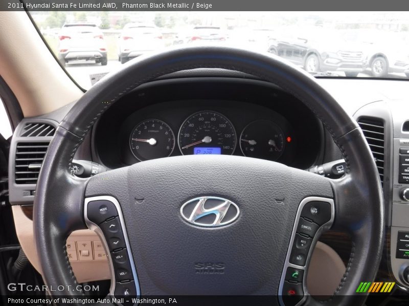Phantom Black Metallic / Beige 2011 Hyundai Santa Fe Limited AWD