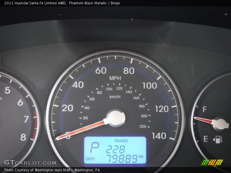 Phantom Black Metallic / Beige 2011 Hyundai Santa Fe Limited AWD